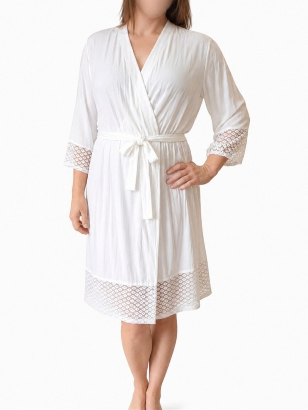 💰2 For 20$💰La Vie En Rose Coverup White Lace Accent Robe